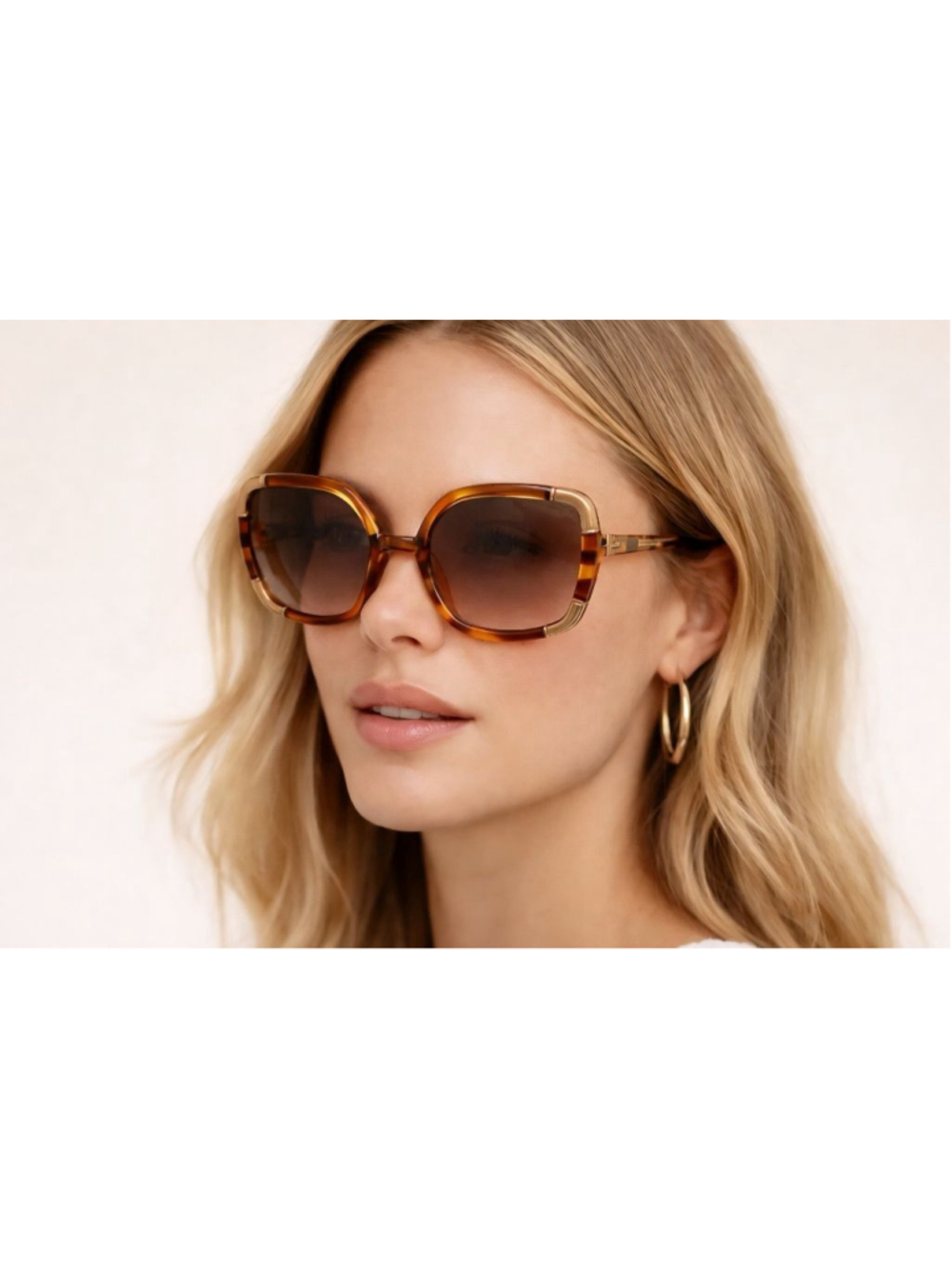 TED LAPIDUS Brown Gold Tortoiseshell Oversized Gradient Sunglasses
